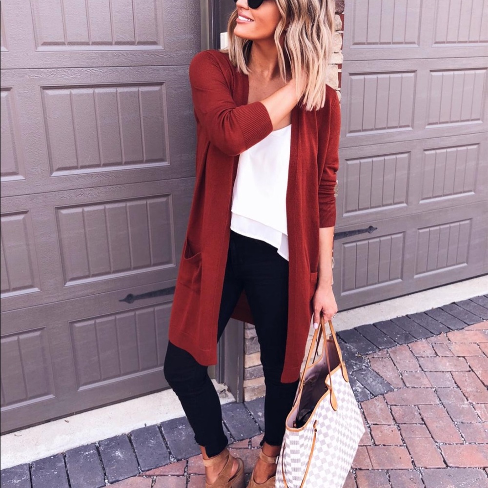 ****ISO*** Halogen Long open front cardigan (Rust)